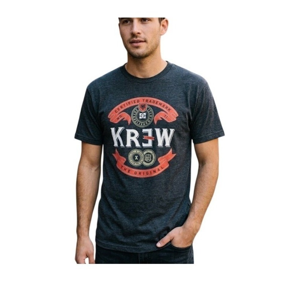 Krew Skateboard Graphic Tee Grey Crewneck Short Sleeve‎ Y2k Vintage 10 Years M